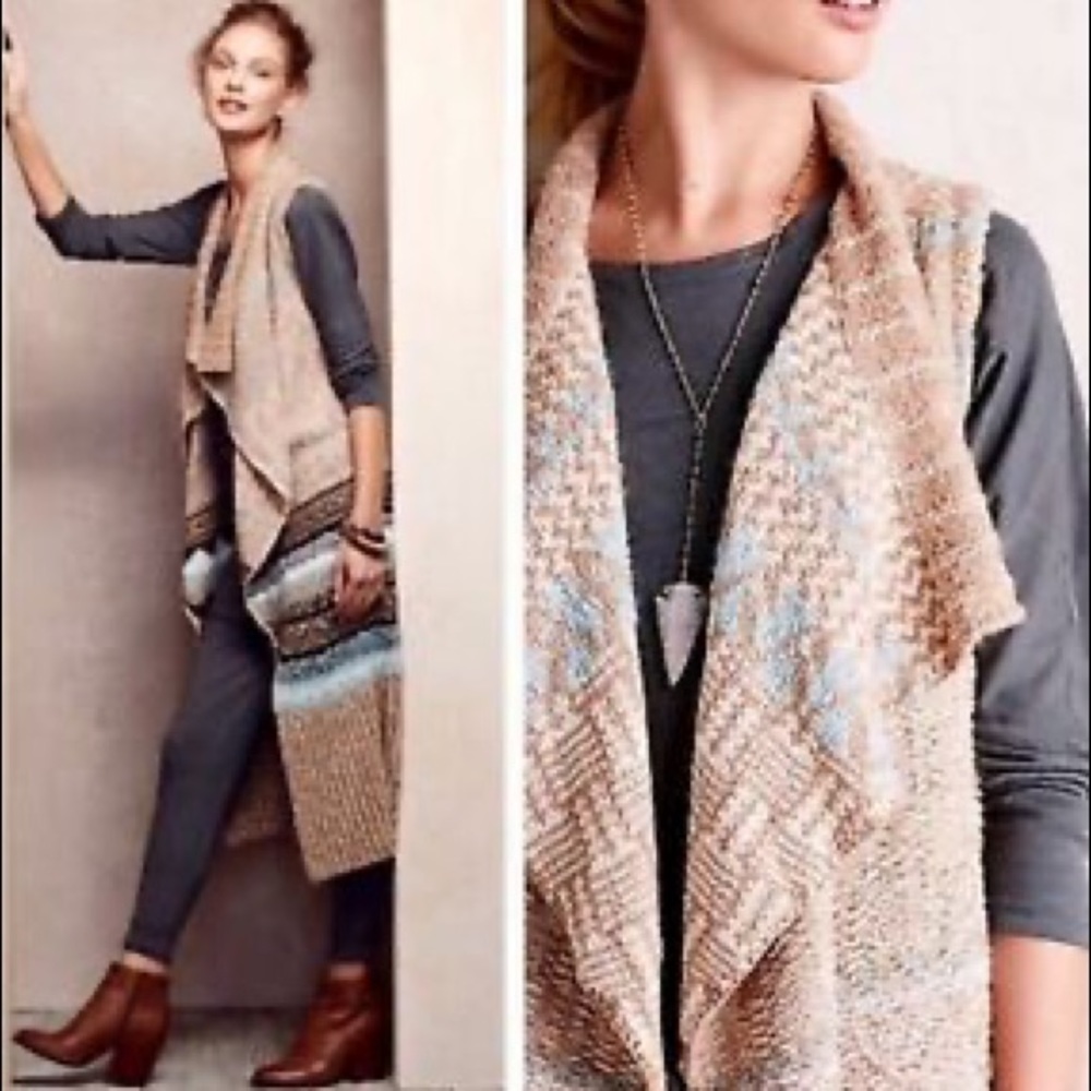 Anthro Sleeping on Snow Oullins Jacquard Vest